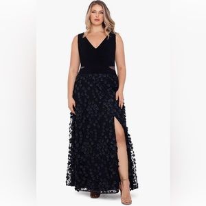 Floor Length Gown with 3D Flowers